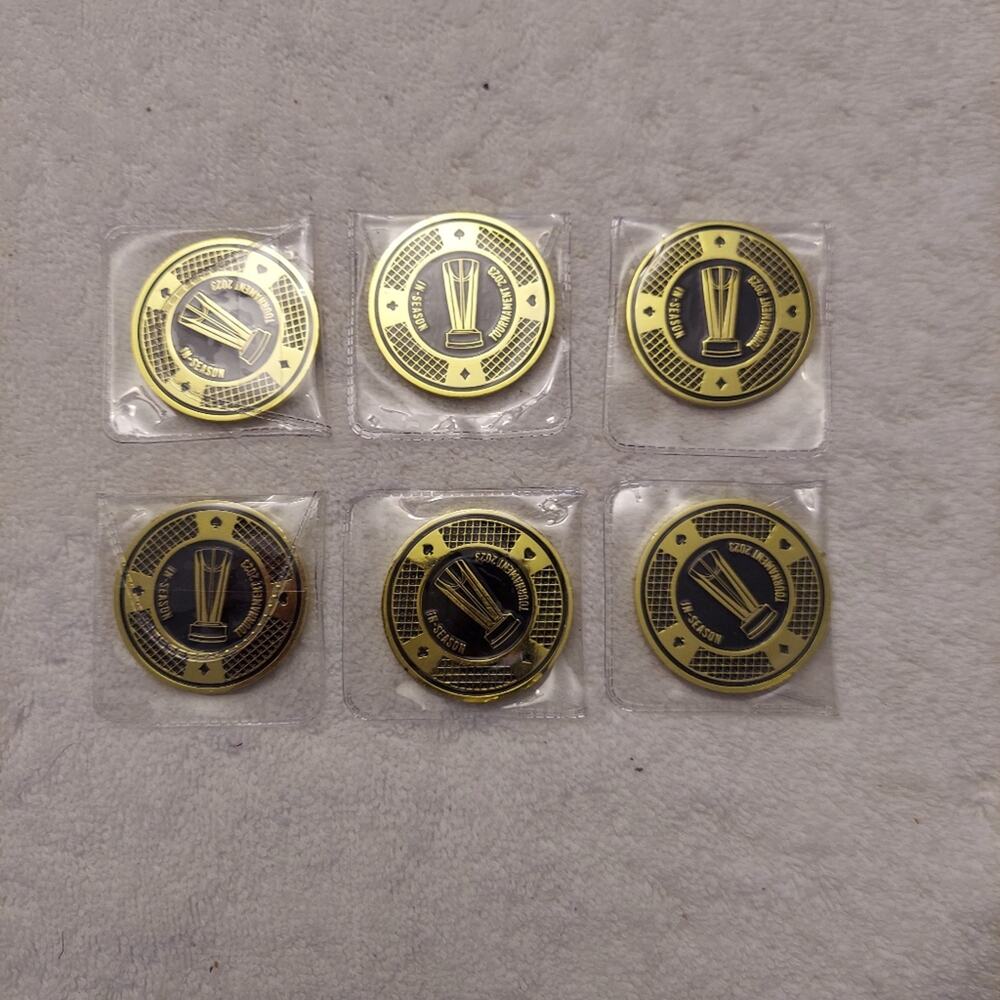 Lot of 6 Gold NBA 2023 In-Season Tournament Chips Poker Chip Golf Ball Marker